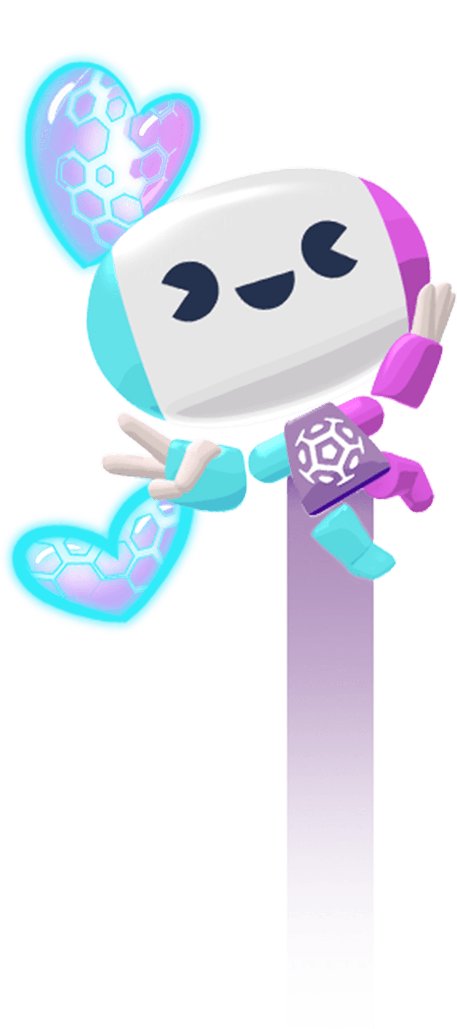 Halo bot character with cyan shield aura