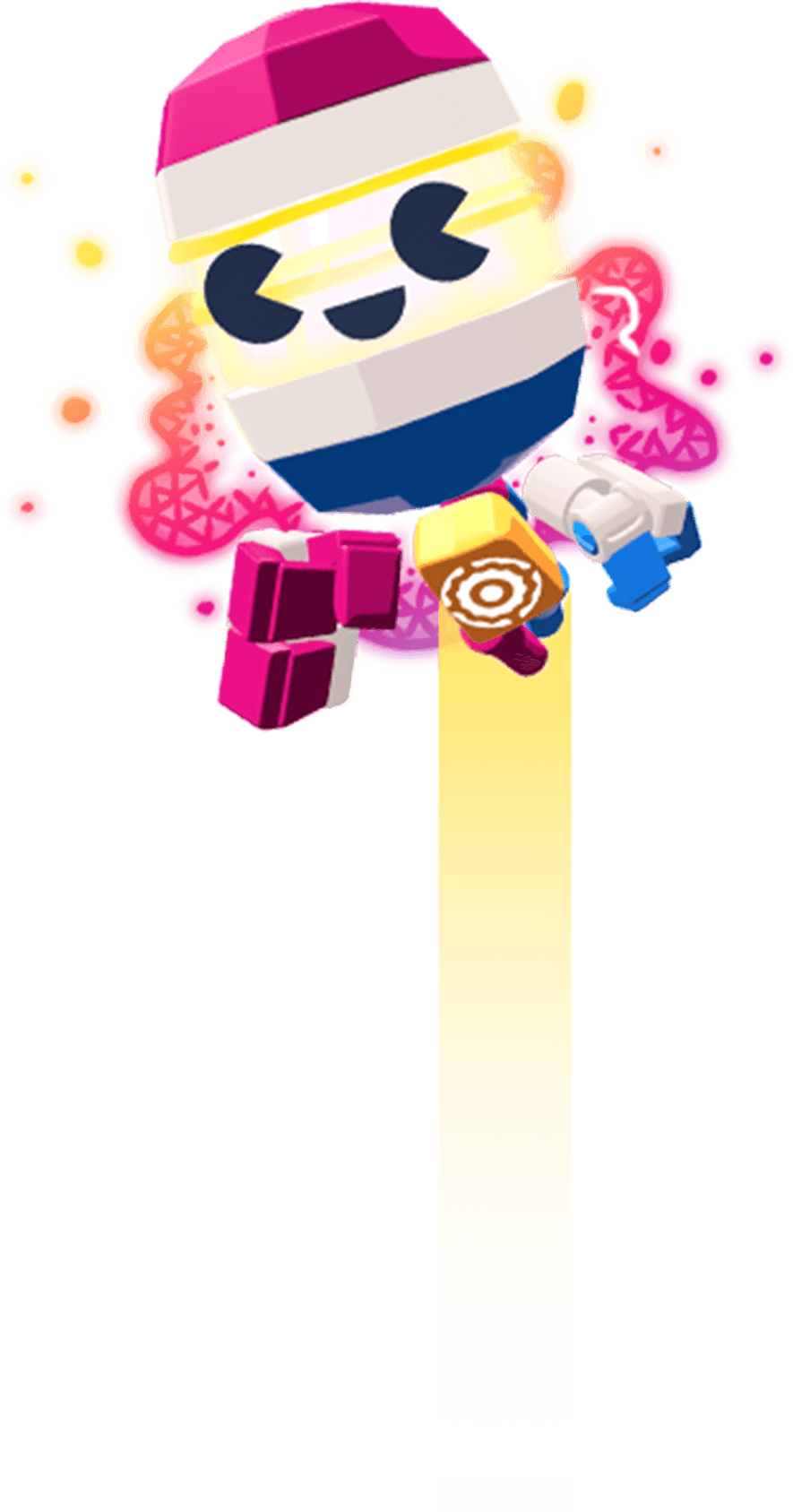 Pulse bot character with magenta energy effect