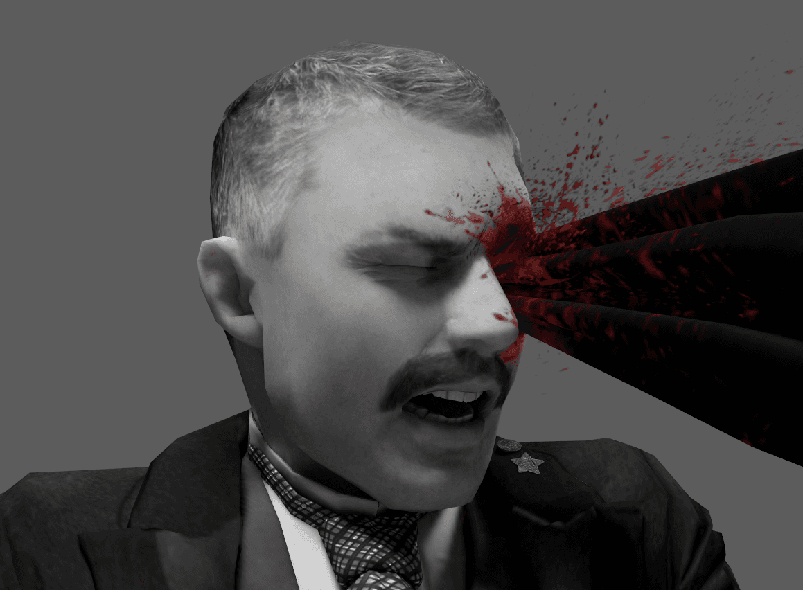 Render of a bloodied face in close-up
