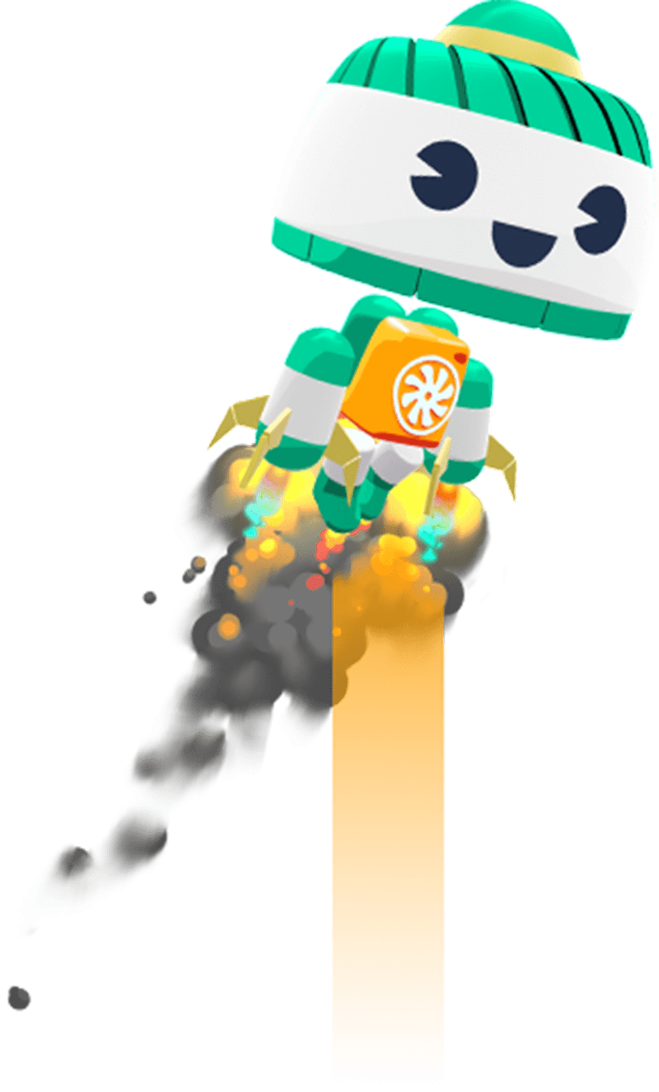 Nitro bot character with engine exhaust effect