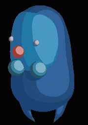 Animated sprite of the blue shopper character reaching