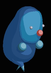 Animated sprite of the blue shopper character, idle pose