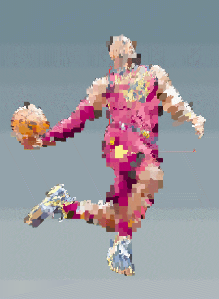 WIP perspective animation forming a figure from particles