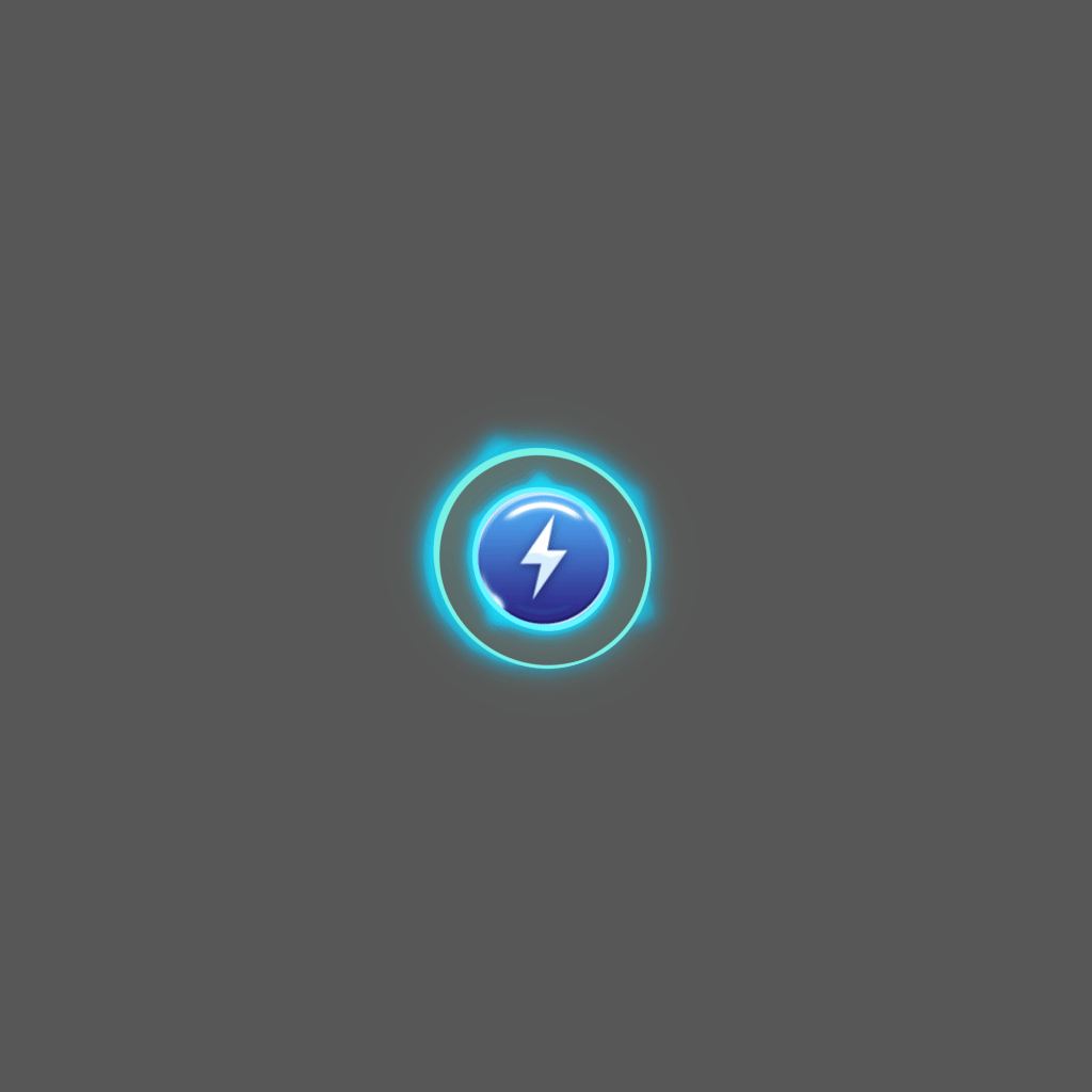 Animated ability button outro with cyan lightning ring